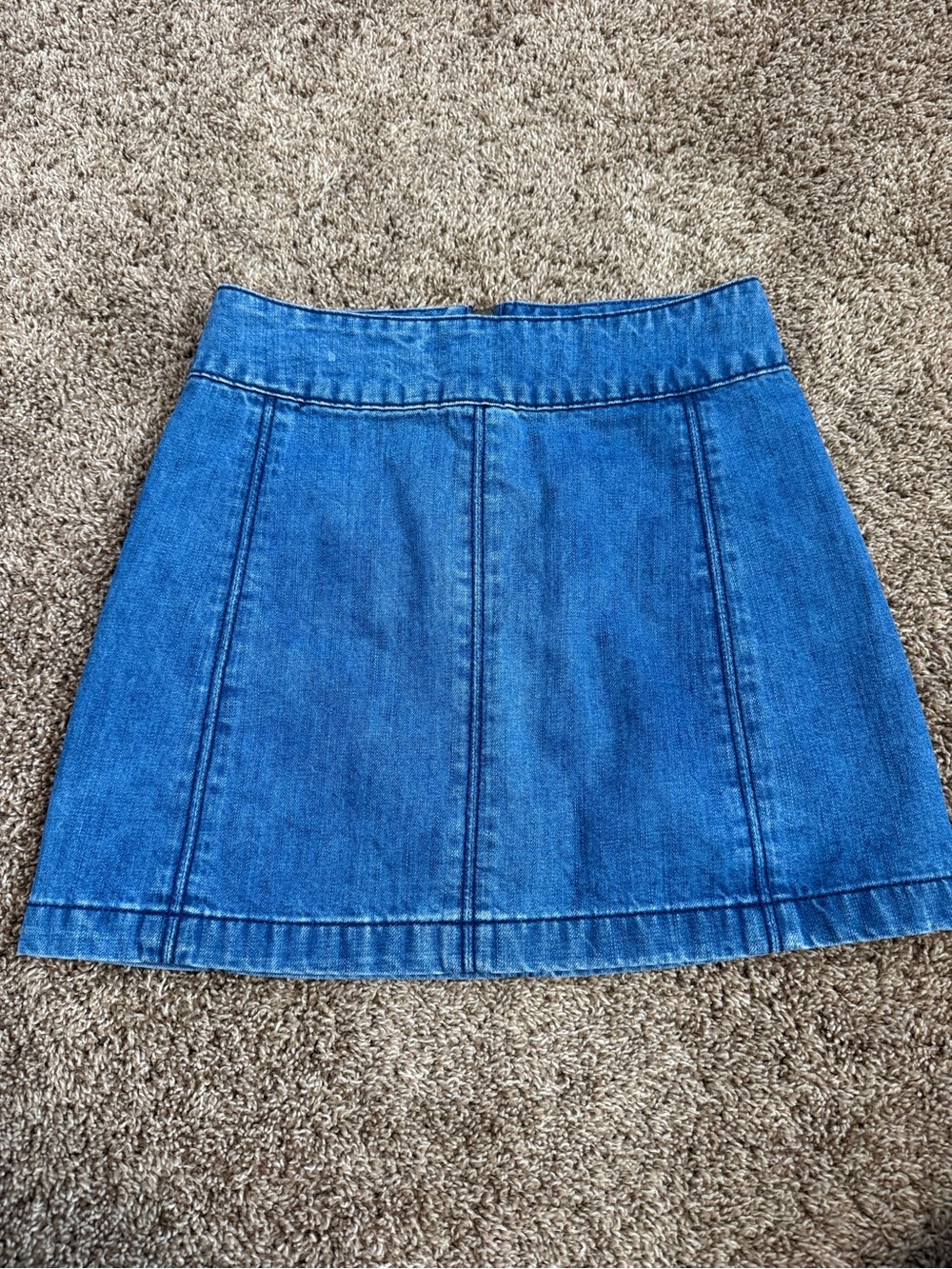 Free People Classic Blue Denim A-Line Skirt